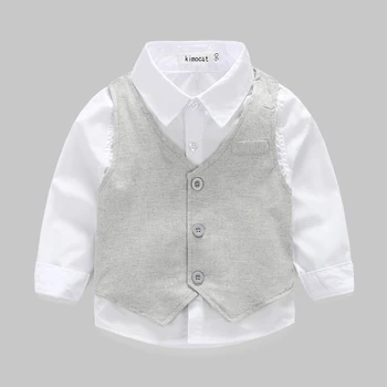 Balts krekls džentlmenis, zīdaiņu apģērbs, kas ar veste un bikses kāzu puse, apģērbu jauno dzimis bērnu zēniem