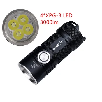 BORUiT BC15 4*XPG3 3000LM Spēcīgu LED Zibspuldzi, USB Uzlādējams 26350 6-Režīms Super Spilgti Lāpu Kempings Alpīnisma
