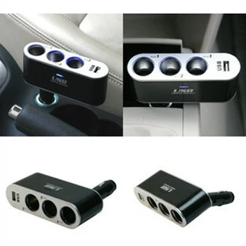 3 Veidu Multi Socket Auto piepīpētāja Sadalītājs ar USB Spraudni Lādētāju DQ-Kritums