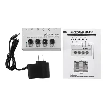 HA400 4 Kanālu Ultra-kompaktās Austiņas Audio Stereo Amp Microamp Pastiprinātājs