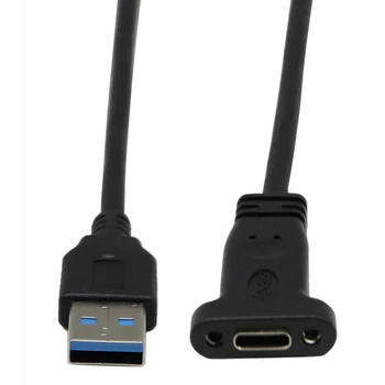 USB 3.0 USB C Priekšējā Paneļa Galvenes Kabelis, USB 3.0 Vīriešu USB C Tipa Sieviešu Panel Mount pagarinātāja Kabelis Datu Sinhronizācijas un Charg