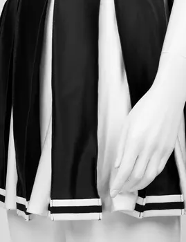 Sieviešu Pieaugušajiem Japāņu Karsējmeiteņu Gleeing Skolniece Kostīmu Vienādi Elastīgs Svītrainām Atpakaļ Pāri Kultūraugu Top ar Kroku Svārki