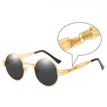 Gothic Steampunk Saulesbrilles Vīriešiem, Sievietēm, Metāla Wrap Brilles Kārta Toņos Zīmola Dizainere, Saules Brilles, Spogulis Augstas Kvalitātes UV400
