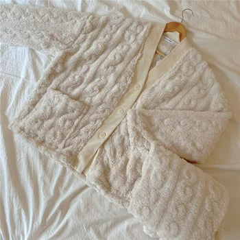 Ziemas Dāmas Flaneļa Pidžamas Modes Jaka Miega Topi Augi Sleepwear Pyjama Loungewear Guļamistabas Komplekts Plus Lieluma Naktsveļu