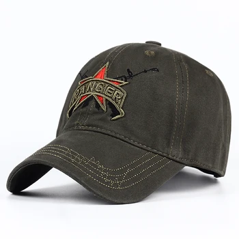Augstas kvalitātes RANGER Klp Mens izšuvumi Beisbola Cepurītes Zīmola ASV Armijas Kamuflāžas Cepure Snapback Cepures Kokvilnas Regulējams cepure