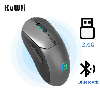 KuWFi Bezvadu Bluetooth Peli Dual Režīmā Spēļu Pele Uzlādējams 2.4 G+Bluetooth Optisko Spēle Peles Datoru/Klēpjdatoru 2400DPI