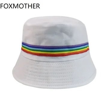 FOXMOTHER Jaunā Sieviešu Spaini Cepures Black White tīrtoņa Krāsu Varavīksnes Zvejnieks Cepures 2019 Jaunas