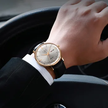 Jaunā Automātiskā Skatīties Vīrieši Karnevāls, Modes Ādas Siksna Vīriešu Mehāniskās rokas Pulksteņi rokas Pulkstenis Ūdensizturīgs montre homme