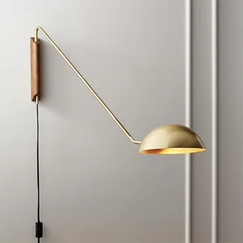Artpad Itālija Moderna Dizaina Metāla Sienas Lampa ar Grozāms Ilgi Roku uz Dzīvojamās istabas Dīvāna Gaismas Sienas Uzstādīts Lampa ar Koka Pamatni