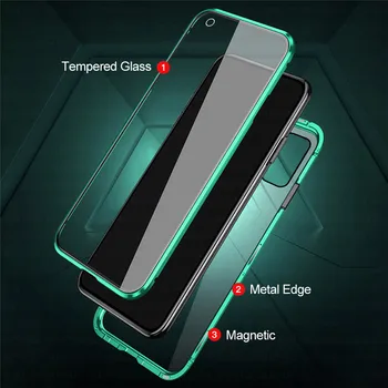 360 Luksusa Magnētisko Metāla case for Samsung A51 A71 4G A21S A11 A41 A31 M11 M31 a51 a71 a21s a31 a11 a41 51 71 21s Stikla Gadījumā