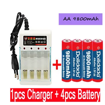 AA 1,5 V uzlādējams akumulators AA baterijas 9800 MAH bateriju rotaļu pulkstenis, MP3 atskaņotāju akumulatoru nomaiņa+Lādētājs