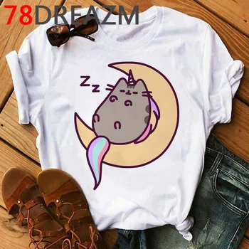 Kawaii Pusheen Cat T Krekls Sieviešu Vasaras Top Plus Izmēra T-krekls Funny Kaķis Karikatūra Grafikas T Grunge Ulzzang Sieviešu Apģērbs