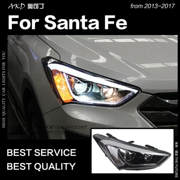 AKD Auto Stils Galvas Lampas par Hyundai IX45 Lukturi 2013-2016 Jaunu Santa Fe LED priekšējo Lukturu dienas gaitas lukturi Hid Bi Xenon Auto Aksesuāri