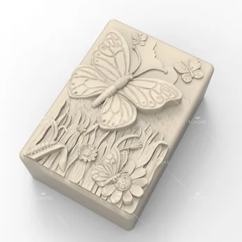 3D Silikona veidnes Ziedu tauriņš taisnstūra ziepju veidnes DIY amatniecības Pelējuma, ar rokām Darinātas ziepes pelējuma
