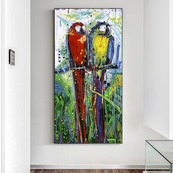 Mūsdienu Ziemeļvalstu Sienas Mākslas Izdrukas Anotācija Akvareļa Papagaiļus Gaitenis Dekori Eļļas Glezna Uz Audekla Plakāta Attēlu Dzīvojamā Istaba