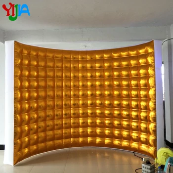 Zelta Vai Sudraba Jauks dizains piepūšamās photo booth fona LED sienas ar 2gab LED Sloksnes gaismas pusi, kāzu reklāma