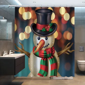 3D Sniegavīrs Durvju Ūdensizturīgu Poliestera Audumu, Dušas Aizkars ar 12 Āķi Vannas istaba Vannas Atmiņas Putu Paklāji Grīdas Paklājs Mājas Dekoru