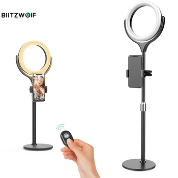 BlitzWolf BW-SL4 Aptumšojami Gredzenu Gaismas USB Nakts Gaisma Darbvirsmas Selfie Tālruņa Turētāju, bluetooth Tālvadības pults, lai Dzīvo Vlog Youtube
