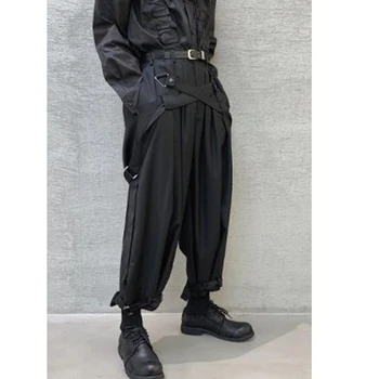 Vīrieši Japānā Streetwear Punk Gothic Pārsējs Gadījuma Harēma Elsas Vīriešu Vintage Hip Hop Plaša Kāju Bikses Skatuves Apģērbs Kimono Elsas