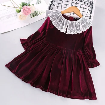 VIŅŠ Sveiki Baudīt Meiteņu Kleitas Rudens Baby Girl Jaundzimušā Apģērbu ar garām Piedurknēm Drukāts Loku Elegantas Vakara Princese Kleita Gadījuma Bērniem