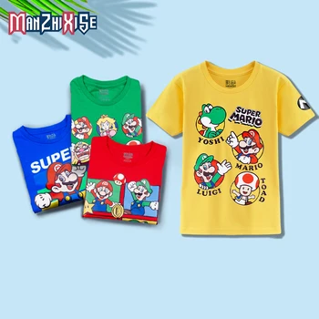 Karstā pārdošanas Labāko Pārdošanas Dzimšanas dienas Skaitlis Zēnu T-Krekls Mario Drukāt Kokvilnas Bērniem Drēbes, Zēns Topi Bērnu Apģērbu Puse Tee Krekli