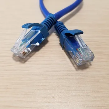 10pcs/daudz RJ-45 RJ45 Vīriešu Vīriešu, CAT5 Ethernet Kabelis Tīkla Īss Vads Zils 25cm