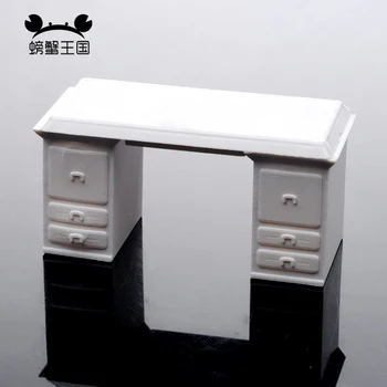 5gab 1:25 1:30 1:50 leļļu Namiņš Miniatūru Mēbeles, plastmasas Balts Biroja Galda Modeli, Rakstāmgalds, interjera aksesuāri, biroja galda