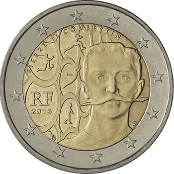 Francijas 2013. Gada Euro 2 Euro Piemiņas Monētu Īstu Patiesu Oriģinālu Monētu Kolekcijas Monētām