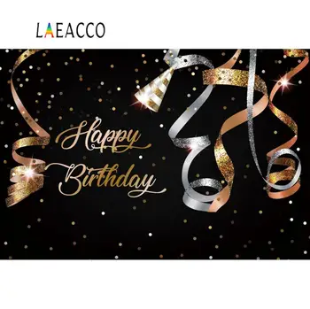 Laeacco Zelta Lentes Happy Birthday Party Punkti Svinības, Bērnu Plakātu, Foto Fona Fotogrāfijas Fons Foto Studija