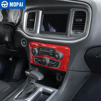 MOPAI Interjera Ciļņi Oglekļa Šķiedras Auto Audio Slēdzi Paneļa Apdare Vāka Uzlīmes Dodge Charger+ Piederumi