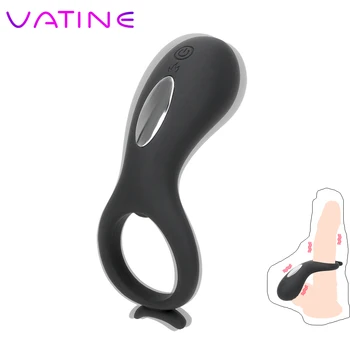 VATINE Silikona Vibrējošais Dzimumlocekļa Gredzens Seksa Produkti 10 Režīmi USB Lādējamu Kavēšanās Ejakulācijas Vīrietis Vibrators Gailis Gredzens