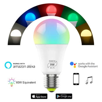 1/2/3/4/5/8pcs E27 WiFi Smart Spuldzes Aptumšojami Multicolor Modināšanas RGBW Gaismas CW LED Lampa Strādā Ar Alexa, Google Home