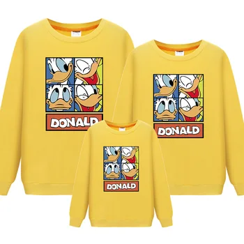 2019 Ģimenes Saskaņojot Tērpiem Garām Piedurknēm Karikatūra Donald Duck, T-Kreklu Tēvs, Māte, Meita, Dēls, Sporta Krekli Tētis, Mamma Krekls