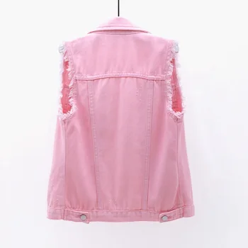 Sešas Krāsas Rudens Modes Sieviešu korejas Mētelis Liela Izmēra Džinsa Veste bez Piedurknēm Gadījuma Kovboju Veste Džinsi Apģērbi