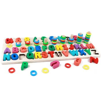 Koka Montessori Rotaļlietas Skaits Ģeometriskas Formas Izziņas Bērnu Agrīnās Izglītības Rotaļlietas, Mācību līdzekļi Matemātikas Rotaļlietas Bērniem Pirmsskolas vecumā