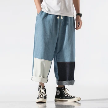 Streetwear Vīriešu Džinsa Bikses Potītes Garuma Japāņu Gadījuma Džinsi Vīriešu 2020 