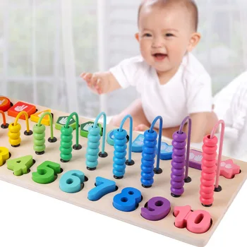 Koka Montessori Rotaļlietas Multi-function Aritmētisko Skaits Paliktni Digitālās Formas Salīdzināšanas Izziņas Izglītojošas Rotaļlietas Bērniem Dāvanu