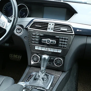 3K Oglekļa Šķiedras Gaisa Kondicionieris Slēdzis Panelis Melns, Anti-scratch, auto Interjera dekori Mercedes-Benz C-class W204 11-13