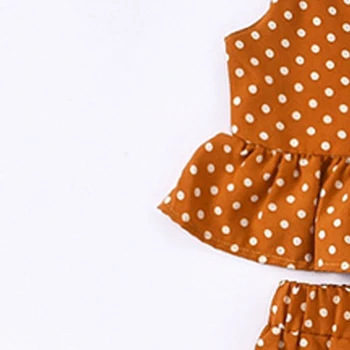 Lācis Līderis Meiteņu Modes Polka Dot Tērpiem Jauno Vasaras Bērni Gadījuma Ruffles Apģērbu Komplekti Bērniem Jaukas Drēbes, Tērpi Bērniem