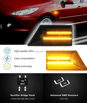 2gab LED ūdens, kas plūst, sānu gabarītlukturi pagrieziena signāla indikators iedegas uz Opel Vectra C 2002~2008 Signum 2003~2008 gada auto aksesuāru lampas