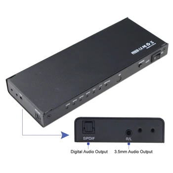 2X4 ' HDMI Sadalītājs 2 4 No HDMI Slēdzis ar SPDIF Audio 3,5 mm Atbalsta HD (4K, 3D 1080P Ietver INFRASARKANO staru Tālvadības pults Strāvas Adapteris