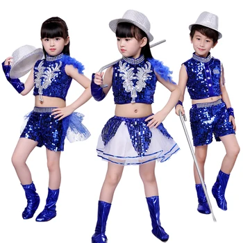 Bērnu džeza deju apģērbs vīriešu mūsdienu deja, hip-hop tērpi meitenēm džeza bērnudārza kostīmi darbības apģērbi
