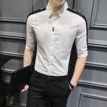 Vīriešu Krekls Pusi Piedurknēm Vasaras Ikdienas īsās Krekls vīriešiem Raibs Svītrainām melns balts skaists Slim Fit camisa masculina pārdošana