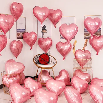 10pcs/Daudz 18Inch Roze Sarkanā Zelta Folijas Sirds Ballons Laulība ir Piepūšams ar Hēliju Balonu Metāla Kāzas, Dzimšanas dienas svinības Dekors Dāvanas