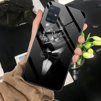 Par Coque Samsung A51 Gadījumā Drukāšana, Cietā Atpakaļ Rūdīts Stikls Case For Samsung Galaxy A71 / A51 A515 Segtu Fundas 51 2019 Capa