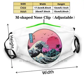 Big Wave Drukāt Atkārtoti Pm2.5 Filtru DIY Mutes Maskas Bērniem Viļņu Estētisko Nervozs Hypebeast Japāna
