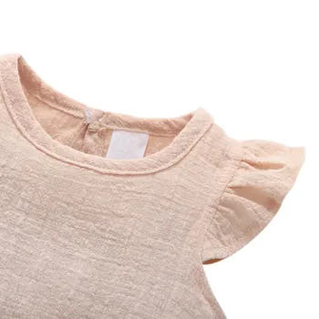 Baby Girl Dress Bērnu Drēbes, Krekls Top Veļa Kokvilnas Gadījuma Baby Girl Apģērbu Retro Īsām Piedurknēm Kleita Meitenēm A26