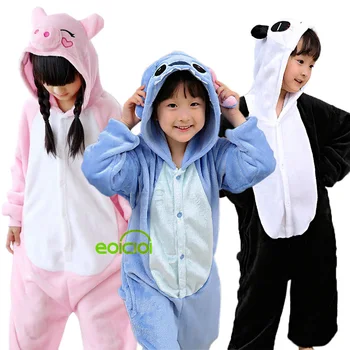 Bērni Kopa Kigurumi Flaneļa Pidžamas Dzīvnieku Pegasus Panda Unicorn Pidžamas Zēniem Meitenes Ziemā Silts Bērniem Sleepwear Onesie