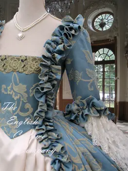 Pilnībā Corseted Rokoko Koloniālās gruzijas 18thc Marie Antoinette Dienu Tiesa kleita Kleita