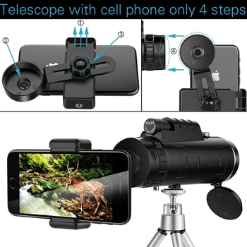 TOKOHANSUN 40X60 Tālummaiņas Mobilo Telefonu Kameras Objektīvs, Iphone, Huawei Honor Samsung Xiaomi Redmi Smart Phones Monokulāri Teleskopu